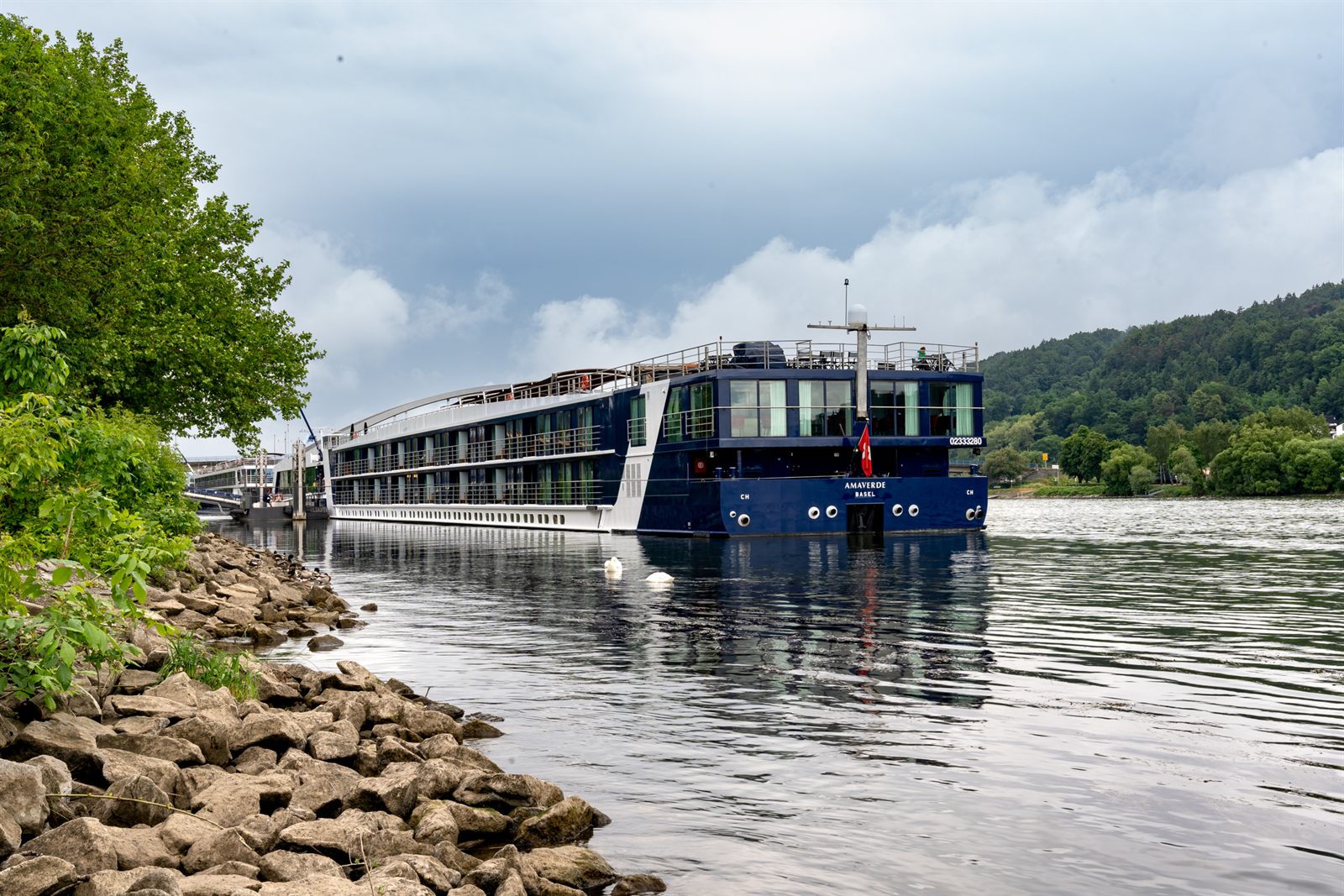 River cruise ship cabin balconies