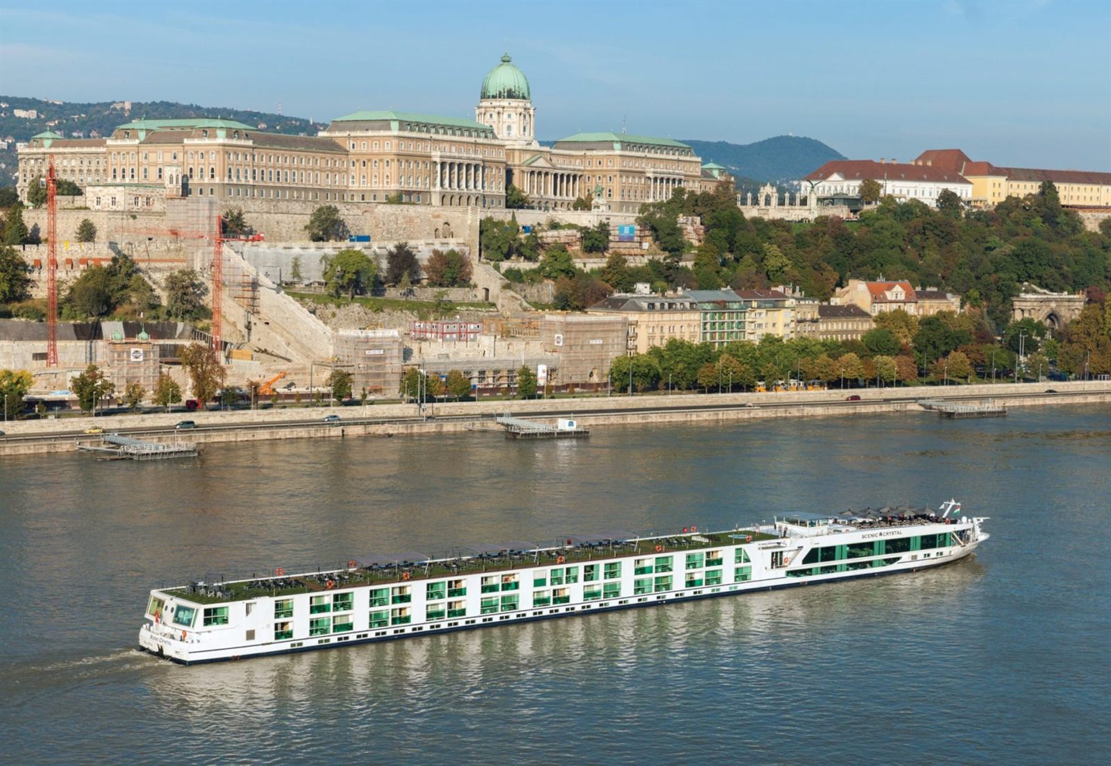 River cruise ship below Buda Castle